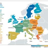 Map of active ageing scores in Europe